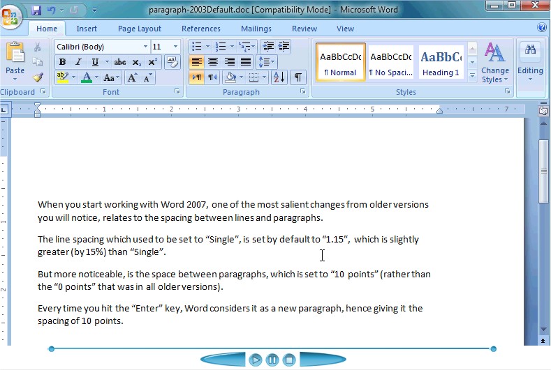 Learn how to set the paragraph spacing as it was in the 2003 Word version