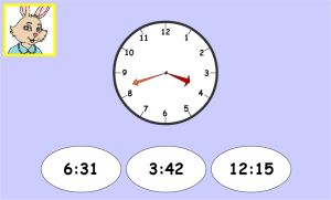 Telling Time Interactive Game - Analog Clock Bunny