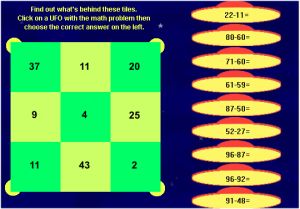 Elementrary Subtraction Game With Regrouping- UFO Game