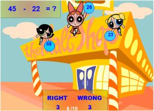Two Digit Subtraction Game With Regrouping - Powerpuff