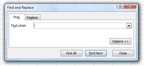 The find dialog box