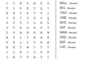 Free Kids Word Search Puzzle - Grade 1